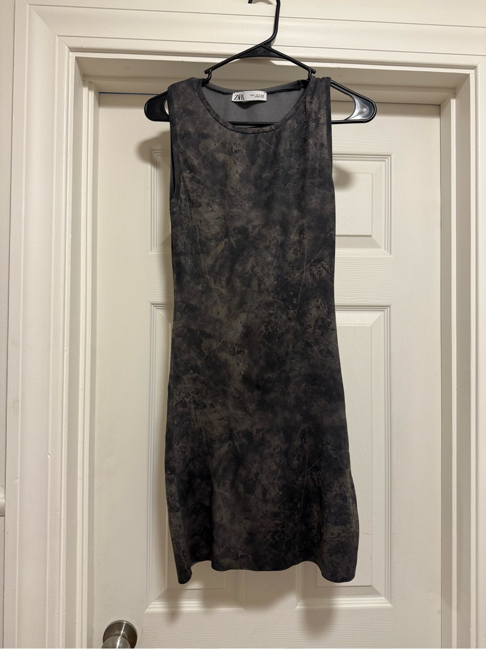 Zara Black Marble-Print Sleeveless Dress